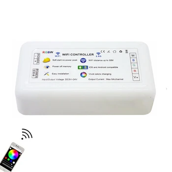 WiFi RGBW LED Controller iOs Android APP WiFi LED Controller DC5V-24V 6A*4CH RGBW LED Pásy Stmievač
