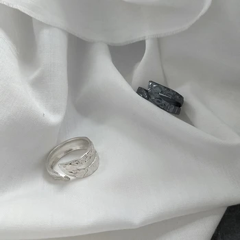 Silvology 925 Sterling Silver Nepravidelný Openwork Krúžky Originálne Retro Cínové Fólie Textúra Lávy, Prstene pre Ženy Temperament Šperky