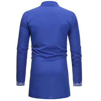 Modrá Afriky Dashiki Tlač Košeľu Mužov 2020 Streetwear Značky Dlhým Vlascom Afriky Oblečenie Mužov Slim Fit Dlhý Rukáv Košieľka Homme