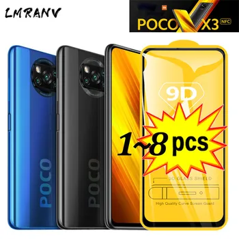 1~8 ks Poco X3 tvrdené sklo,Screen Protector pre xiao Poco X3 NFC predné ochranné sklo pocophone x3 úplné pokrytie Poco X 3