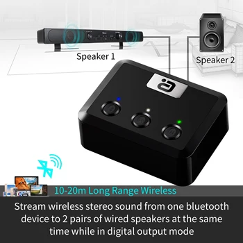 Bluetooth 5.0 Aptx HD LL Nízke Latencie Prijímač Bezdrôtový Stereo Audio Adaptér Digitálneho Optického Vlákna, RCA Koaxiálny Výstup