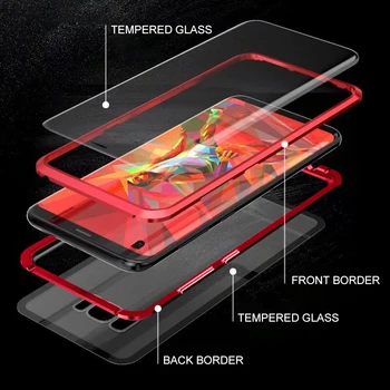 Luxusné Obojstranný Číre Sklo Kovové Magnetické puzdro Pre Samsung Galaxy S 10 Plus 10E 10 S10 S10E 360 Stupeň Úplné Pokrytie Prípade Capa