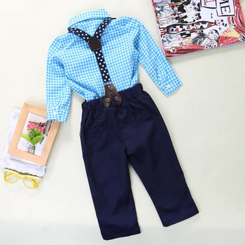 Novonarodené dieťa, chlapec, muž oblečenie bavlna Nebo Modré kockované tričko+nohavice infant oblečenie 2ks suit baby boy oblečenie sady