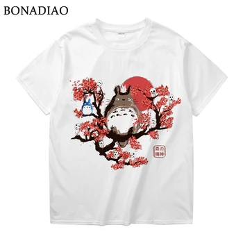 Unisex Lesných Duchov Môj Sused Totoro T Shirt Grafické Tlače Hayao Miyazaki Anime Tonari no Totoro Bavlna Homme Tee tričko