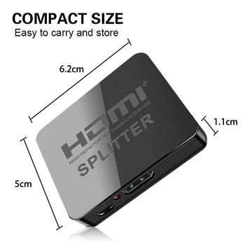 4K HDMI Splitter Full HD Video 1080p HDMI Prepínač Prepínač 1X2 Split 1: 2 Z Zosilňovač Duálne Zobrazenie Na HDTV DVD Na PS3 Xbox
