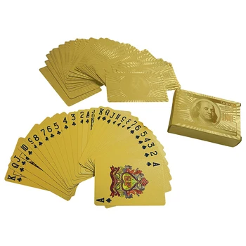 Balenie Zlatej Fólie Pokrové Hracie Karty Do Políčka Nepremokavé Poker Karty Box Á Poker Zlaté Hra Karty, S Box