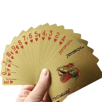 Balenie Zlatej Fólie Pokrové Hracie Karty Do Políčka Nepremokavé Poker Karty Box Á Poker Zlaté Hra Karty, S Box