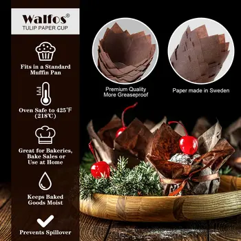 WALFOS 150 Ks Tulip Cupcake Papier, Vložky - Efektné Dekoratívne Muffin Obaly pre Narodeniny, Svadby Dieťa Sprchy
