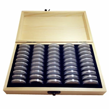 Drevené Mince Úložný Box Nastaviteľné Antioxidačný Zber Prípade Domov Jednoduchý Pamätné Kontajner Displej Univerzálny Kapsúl
