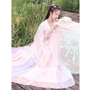 Ázijské Tradičné Ženy Hanfu Kostým Víla Šaty Čínske Ľudové Tanečné Oblečenie Nastaviť Retro Tang Princess Cosplay Fáze Nosenie