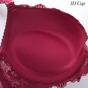 Sexi Push-Up Podprsenka Nastaviť Ženy Čipky Duté Podprsenka má Mäkké Pohodlné 3D Cup Výšivky Bielizeň s Nízkym Pásom Nohavičky Priedušná Nohavičky