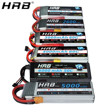HRB Lipo Batérie 11.1 V 1500mah 1800 2200mah 2600mah 5000mah 6000mah 14,8 v V 3300mah 4000mah 7.4 V 2S 3S 4S 6S 22.2 V T XT60 RC Časti