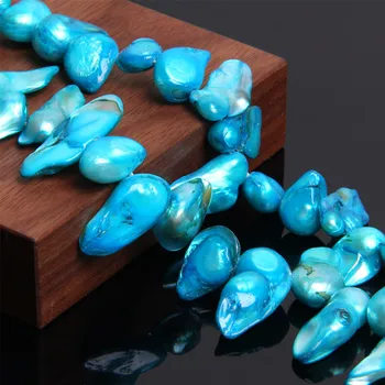 Prírodné Barokový Skutočné Perly Sladkovodné Perly Farbené Modrá Nepravidelný Voľné Pearl Korálky Pre DIY Náramok, Náhrdelník Šperky Robiť 14