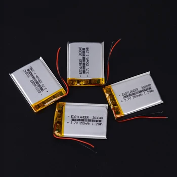 Batéria Li-polymérová Nabíjateľná ion 3,7 V 350 mAh pre bluetooth mp3 reader 303040 MP3 prehrávač Rekordér DVR