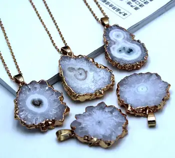 Prírodný kameň zlato biela chryzantéma agates Kremeň prívesok pre kutilov, šperky, takže náhrdelník Accessories5PCS A3