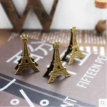 10pcs Vintage Parížskej Eiffelovej Veže Tabuľka číslo stojan Kov Darček Klip vizitky, Stojan Fotografiu Držiteľa Karty Memo Papier Správu