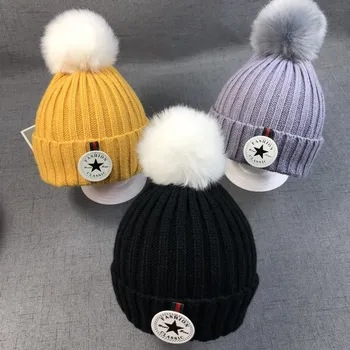 2020 Nové módne detské Zimné klobúk, Baby, deti, dievča pevný pletený hat klobúk vlasy loptu hrubé dieťa, chlapec, dievča teplý klobúk