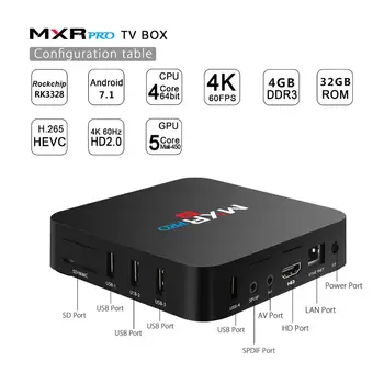 4k HD TV Box Android 7.1 RK3318 Quad-Core Smart TV Box 4 GB 32 GB Netflix Google, Youtube Prehrávač Médií MXR PRO Android Set-top-Box