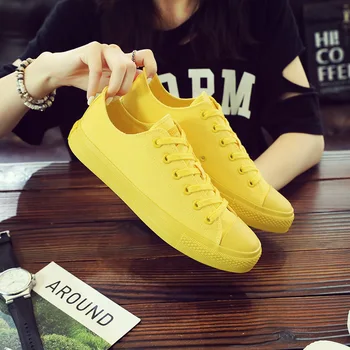 Shengxuanny Nové Jeseň kórejský plátno topánky pánske Krajky-Up topánky Žltá priedušná ležérne topánky trend študent, športová obuv