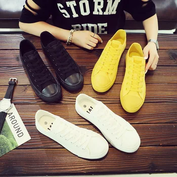 Shengxuanny Nové Jeseň kórejský plátno topánky pánske Krajky-Up topánky Žltá priedušná ležérne topánky trend študent, športová obuv