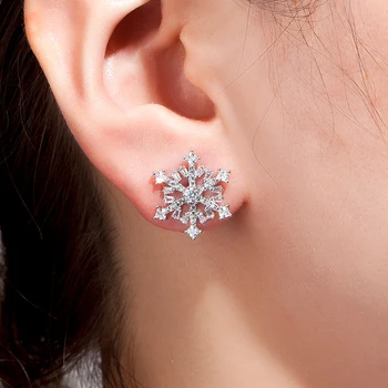 Nové módne crystal zirkón lady náušnice roztomilý snowflake uchu, Šperky, Doplnky, dámske a dievča náušnice milenca Vianočné darčeky
