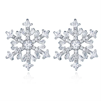Nové módne crystal zirkón lady náušnice roztomilý snowflake uchu, Šperky, Doplnky, dámske a dievča náušnice milenca Vianočné darčeky
