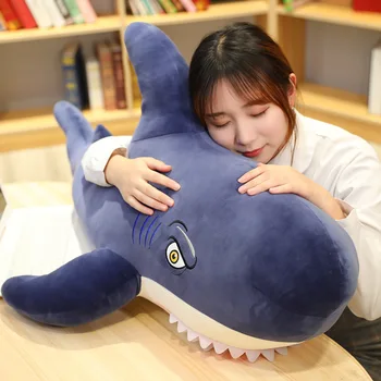 130 CM Roztomilý Obrovský Megalodon Shark Plyšové Hračky Simulácie Zvieracích Skus Shark Vankúše Plnené Mäkké Hračky pre Deti detský Vianočné Darčeky