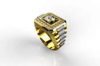 14K Zlata Plné 1.5 Karátov Diamantov s Vankúš Zirconia Drahokam Krúžok pre Mužov Jemné Striebro 925 Šperky Bizuteria Anillos De Krúžok