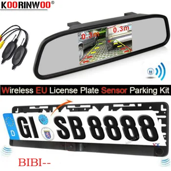 Koorinwoo Bezdrôtový EÚ Parktronic Parkovanie Senzor 2 špz Rám Fotoaparát Auto Zozadu Krok-up Alarm Monitor Zrkadlo Auta