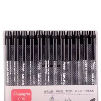 12pcs/set Čierny Pigment Líniové Neelde Vody-dôkaz Micron PenTip Fine Liner Skicovanie Háčik Art Pen Marker Pero na Podpis Kresliť