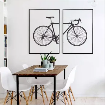 Nordic Čierne A Biele Módy Bicykli, Maliarske Plátna Plagáty Obývacia Izba Škandinávskych Wall Art Modulárny Požičovňa Obraz Domova