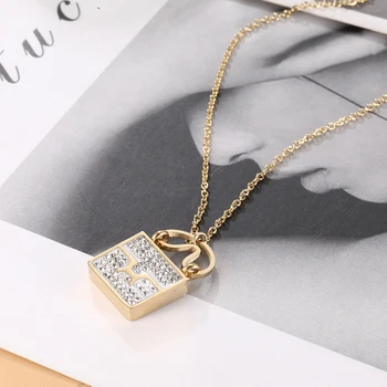 2020 nové nerezové vložkou crystal zámok náhrdelník prívesok charm žena náhrdelník svadobný náhrdelník