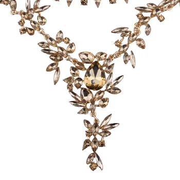 Nové Maxi Crystal Golier Choker Náhrdelník Zlatá Farba Kvetov Dizajn Vyhlásenie Náhrdelník Prívesky pre Ženy Šperky, Darčeky Veľkoobchod