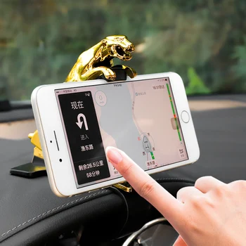 Auto Zlato Leopard Držiak Multi Funkcia Prístrojový Panel Snap Na Navigáciu Rám Ornament Mobilný Telefón Držiak