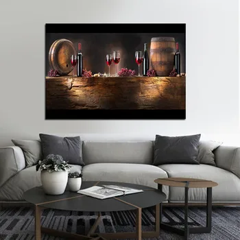 Spálňa, obývacia izba posteli dekorácie, maliarstvo, fľaša červeného vína obývacia izba dekorácie, maliarske plátna maľovanie