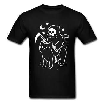 Smrtka Spoločnosti Mens Tshirt Škaredé Pop T Košele Mužov Smrti Jazdy Spoločnosť Cat T-Shirt Nadrozmerná Hip Hop Geek Tees Muž Topy
