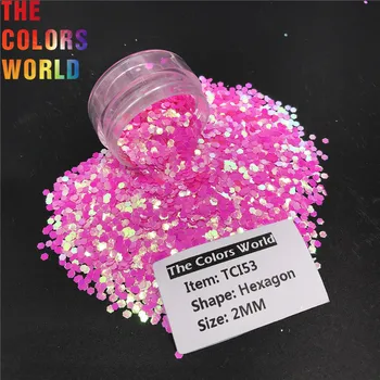 TCI53 Pearlescent Dúhové Rose Carmine Farba Hexagon Tvar na Nechty, Glitter Umelecké Dekorácie Nechtov Gél make-up Remesiel DIY Accessorie