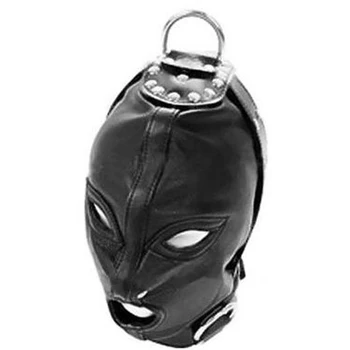 Kožená Čalúnená Otroctva BDSM Maska Kapota zaviazanými očami,Cosplay Hlave Postroj, Gag,Sexuálne Hračky Pre Pár