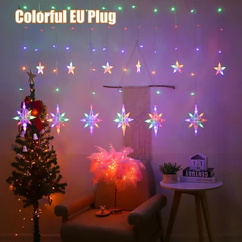2,5 M LED North Star Opony Svetlo 220V EÚ Vianočné Girlandy String Rozprávkových Svetiel Vonku Na Okno Svadobné Party Nový Rok Dekor