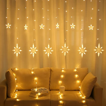 2,5 M LED North Star Opony Svetlo 220V EÚ Vianočné Girlandy String Rozprávkových Svetiel Vonku Na Okno Svadobné Party Nový Rok Dekor