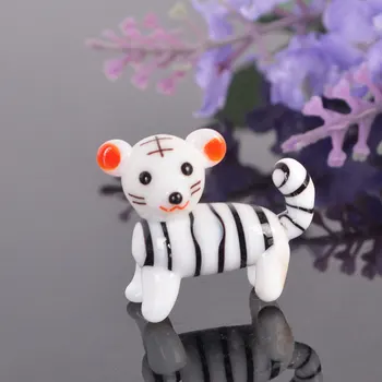 Farebné Krištáľové Sklo Fúkané Tiger Zvieracie Figúrky Miniatúrne Ručne Fúkané Moderné Miniatúry Domova Accessorie Vianočný Darček