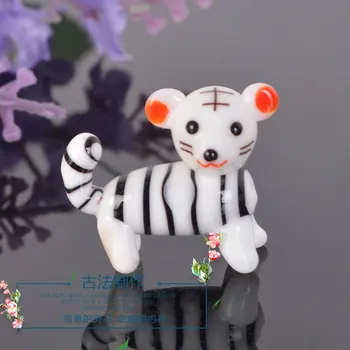 Farebné Krištáľové Sklo Fúkané Tiger Zvieracie Figúrky Miniatúrne Ručne Fúkané Moderné Miniatúry Domova Accessorie Vianočný Darček