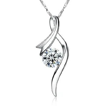 925 sterling silver módne lesklé crystal dámske'pendant šperky, náhrdelníky ženy s krátkym reťazcom č fade veľkoobchod lacný darček