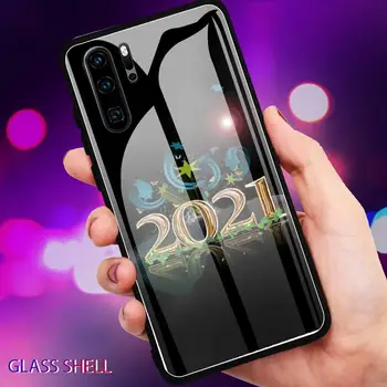 Pre Huawei P20 P30 Šťastný Nový Rok 2021 Telefón Prípade Skla Pre Huawei P30 Lite 20 Por P9 10 Mate 10 9 Česť 8 X 9 10 NOVA 5 Kryt