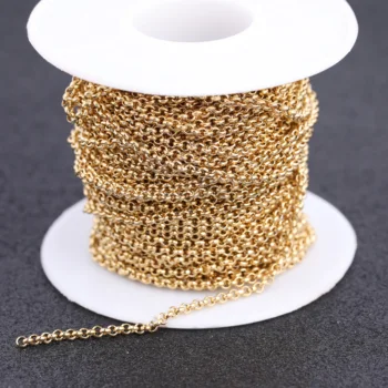 Reidgaller 10meteres/roll rose gold plated nehrdzavejúcej ocele kovový náhrdelník reťaze pre šperky, takže diy náramok príslušenstvo