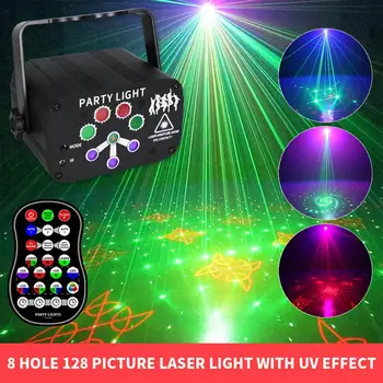 8-oko Mini RGB Disco Lampa USB, Diaľkové Ovládanie Fáze Strobe Light Vianočné Led Laserové Projetor Bar Strana Svetlo Nový Rok Domova