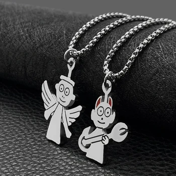 Náhrdelník mužov Cartoon anjel a démon prívesok náhrdelník z nehrdzavejúcej ocele jednoduchý reťazec šperkov náhrdelník na krku ženy Accessorie