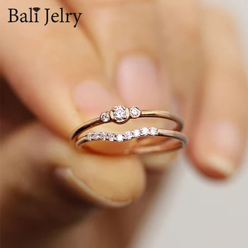 Bali Jelry Striebro 925 Krúžok pre Ženy Šperky s AAA Zirkón Drahokamy 2 v 1 Kúzlo Svadobné Prstene Zásnubné Strany Príslušenstvo