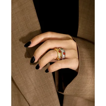 Kinel francúzsky Vintage Prsteň 925 Sterling Silver CZ Prst Prstene pre Ženy Európskej 18K Reálne Pozlátené Módne Šperky