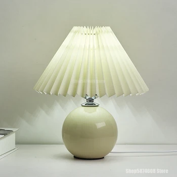Kórejský Vintage Keramické Skladaný Stolové Lampy, Ratanový Drevo Stolná Lampa Spálňa Nočné Svetlo Modernej In urob si sám Stáť Svetlá Domova